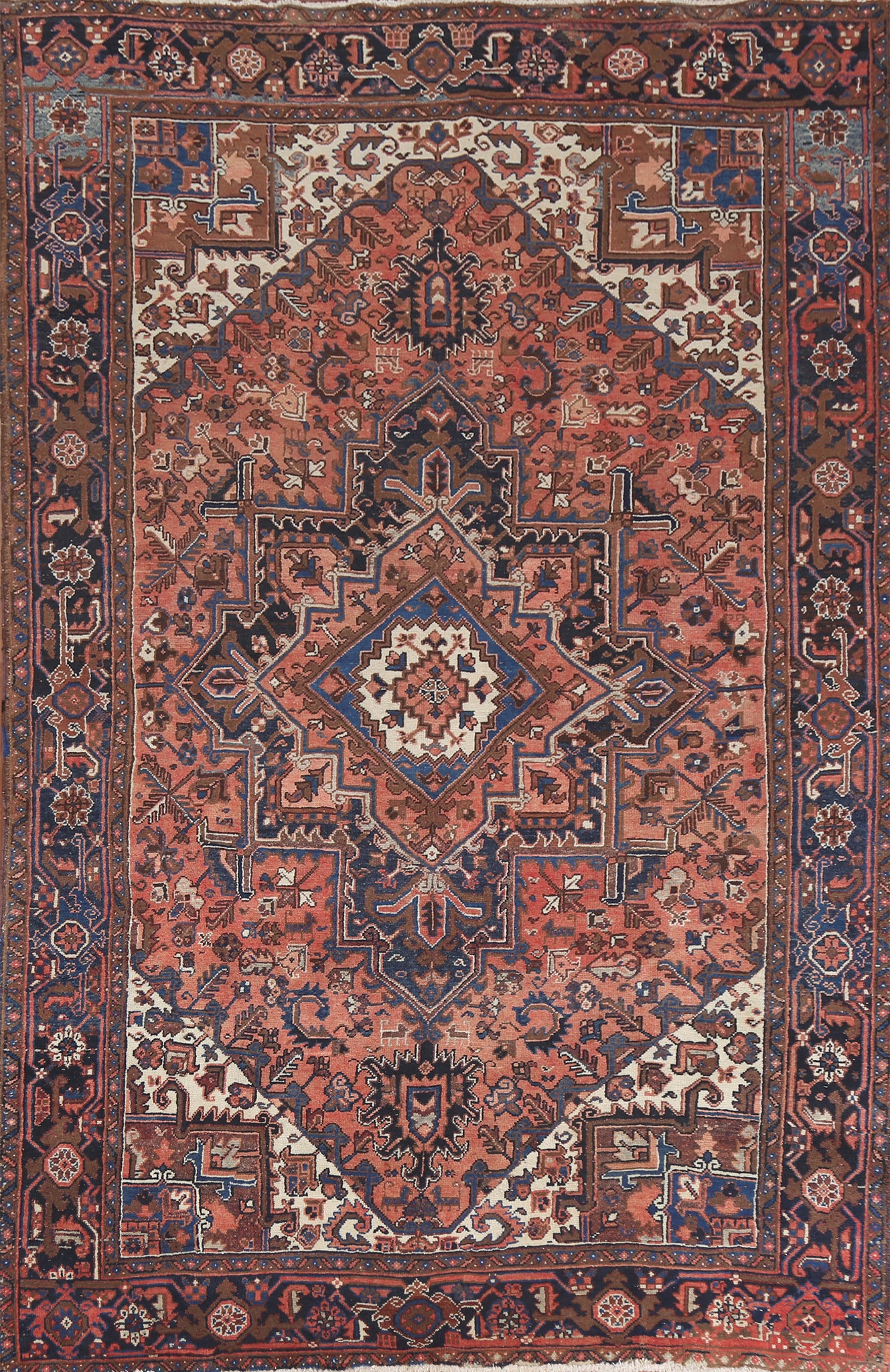 Vintage Vegetable Dye Heriz Persian Area Rug 7x10