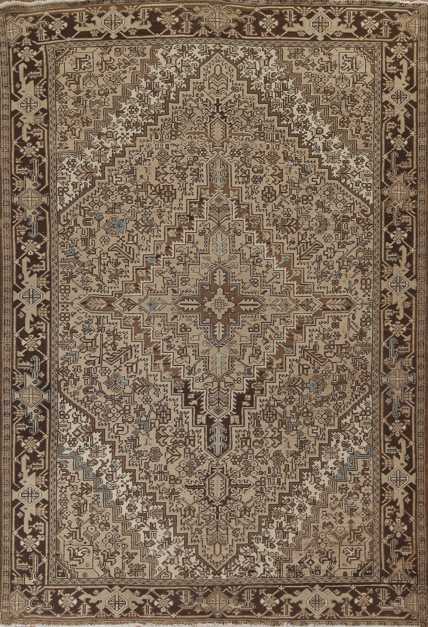 Geometric Vintage Heriz Persian Area Rug 8x11
