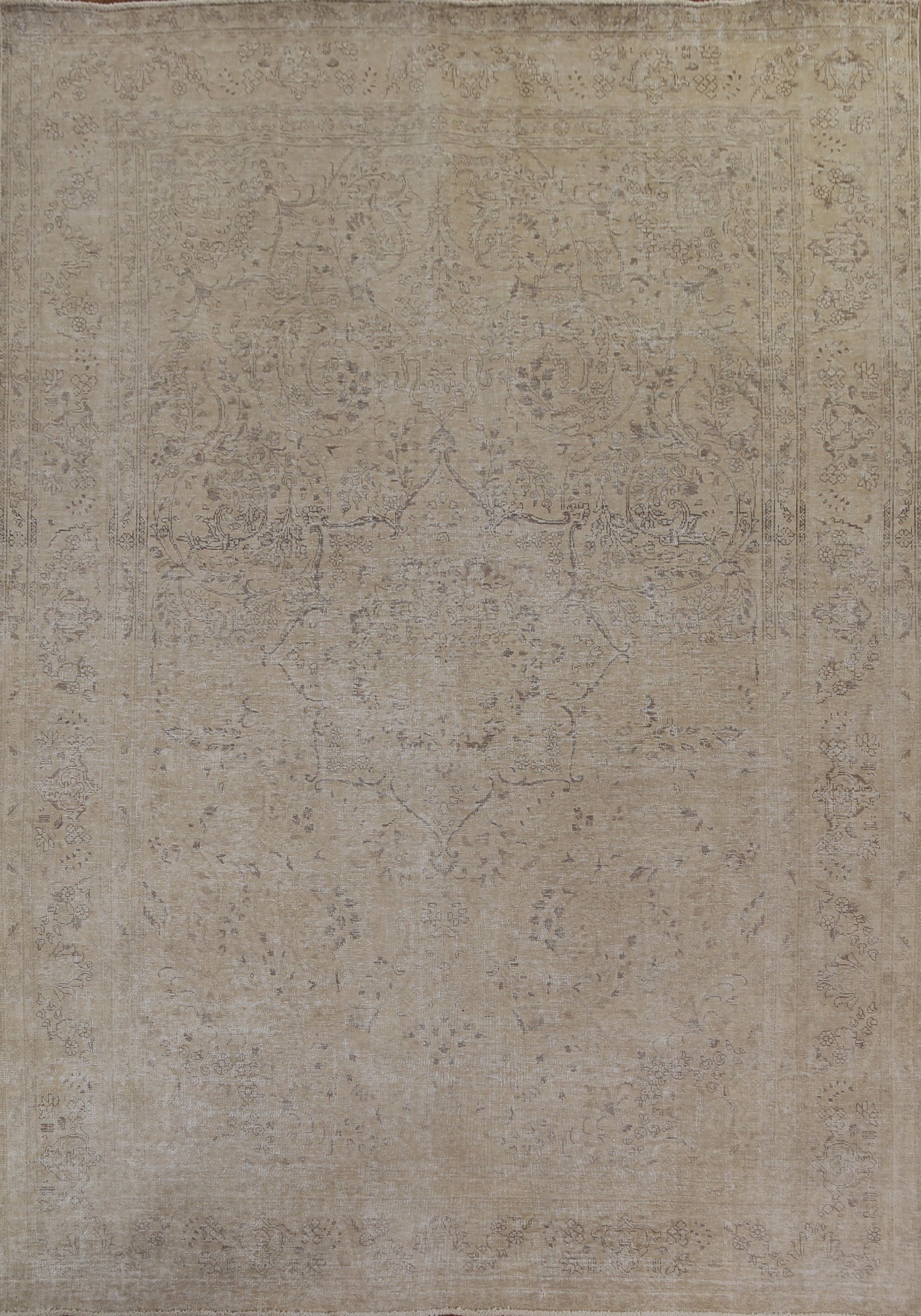 Muted Floral Distressed Tabriz Persian Area Rug 8x11