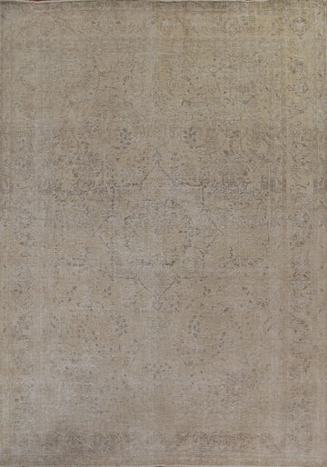Muted Floral Distressed Tabriz Persian Area Rug 8x11