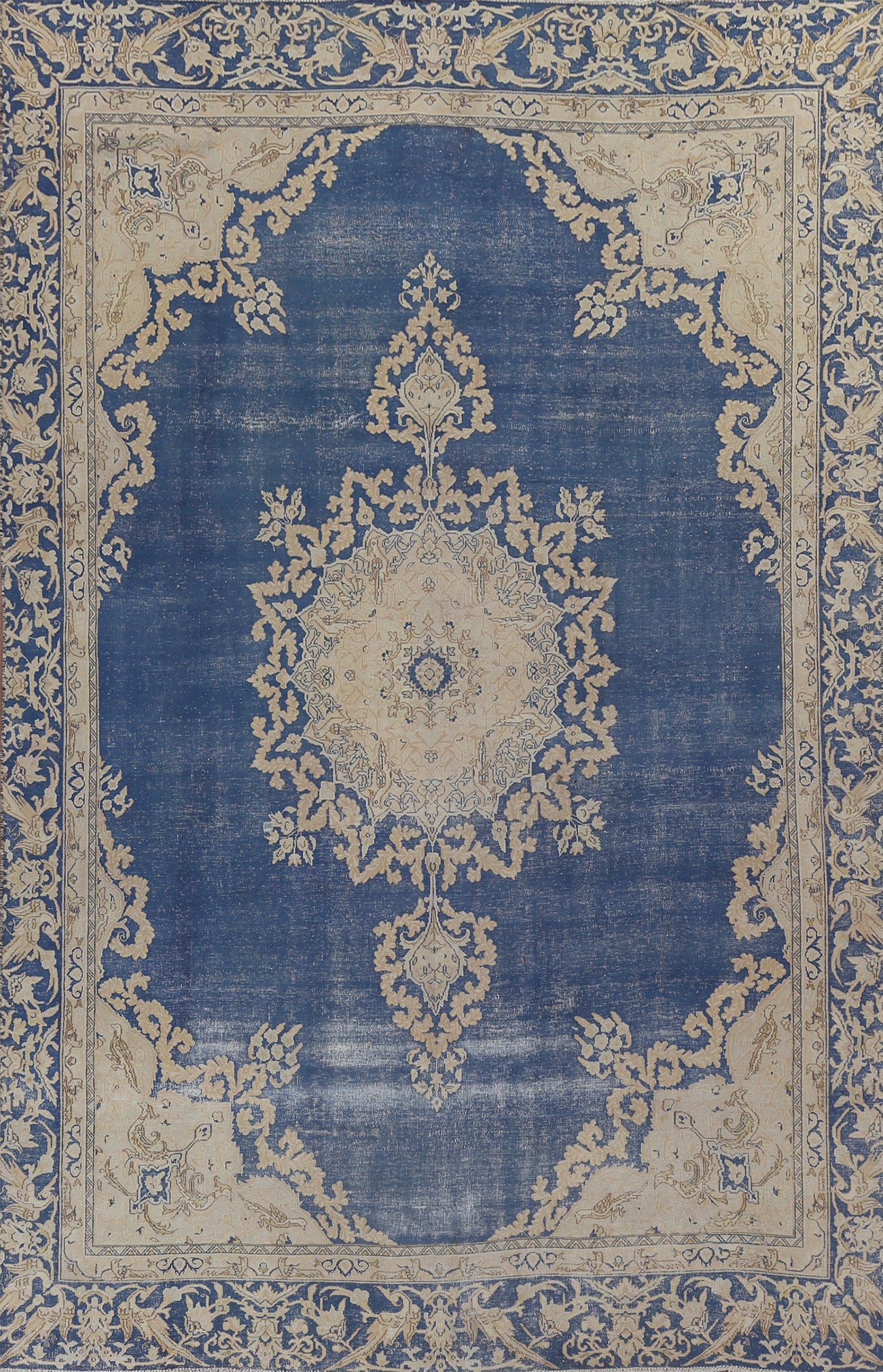 Vintage Geometric Kashan Persian Area Rug 8x11