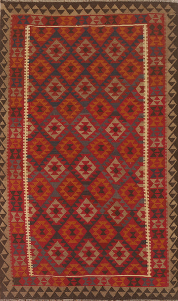 Geometric Kilim Reversible Wool Area Rug 7x10