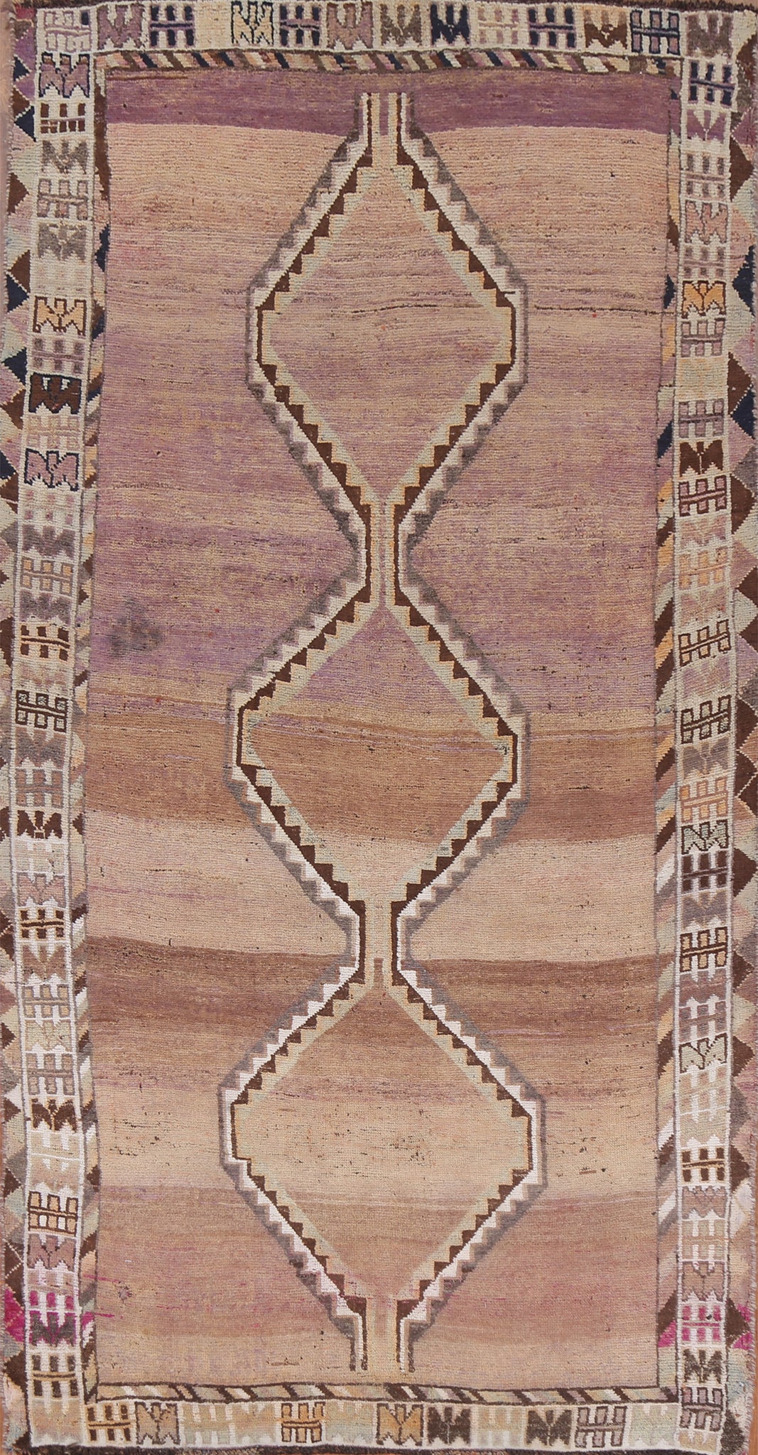 Antique Geometric Gabbeh Persian Area Rug 5x9