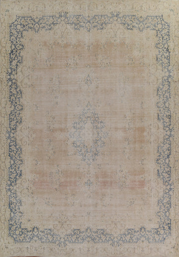 Distressed Wool Kerman Persian Area Rug 10x12