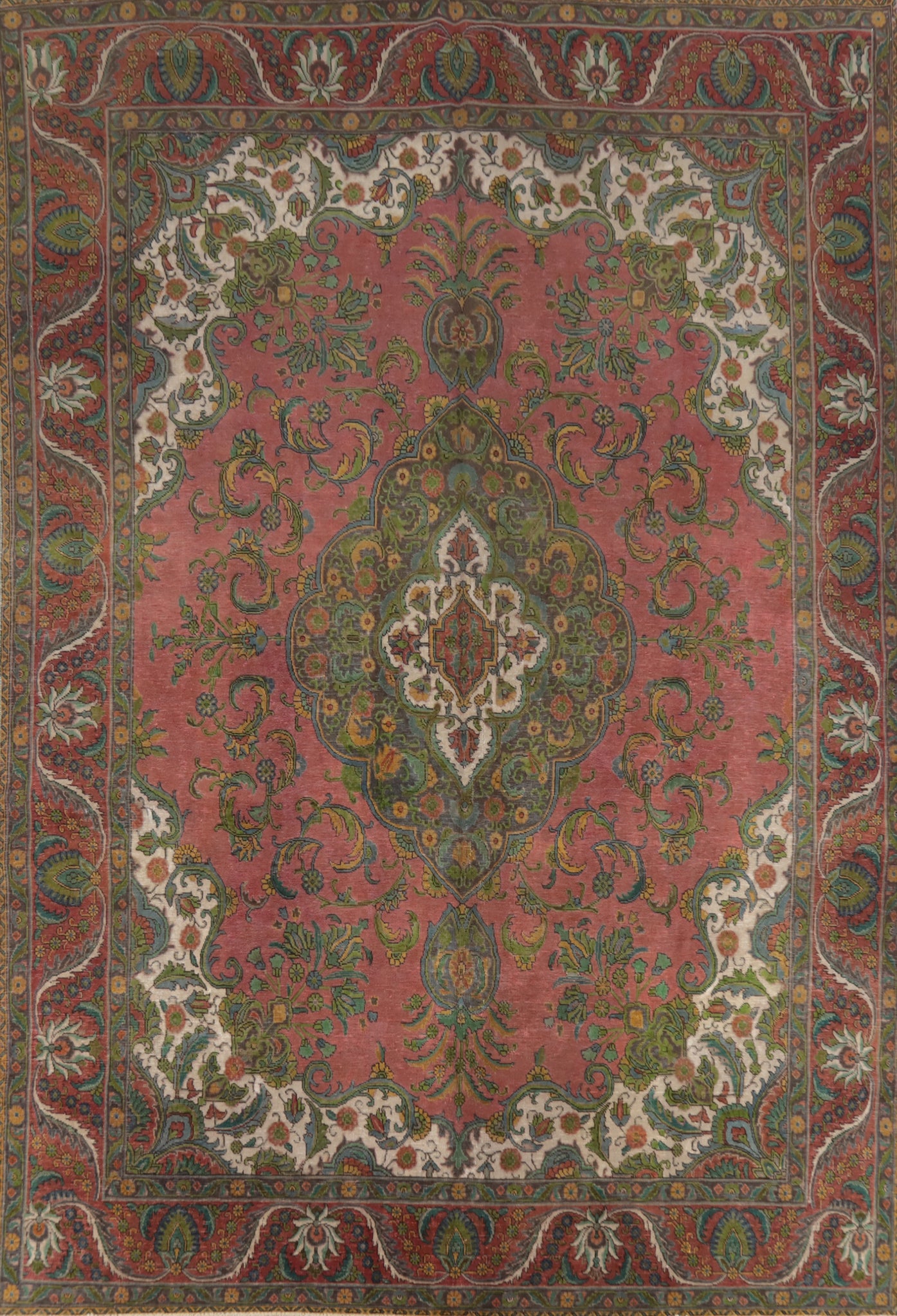 Vintage Pink Wool Tabriz Persian Area Rug 9x13