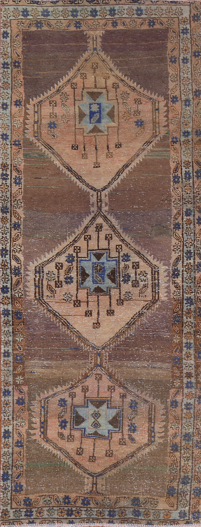 Vintage Wool rdebil Persian Runner Rug 3x9