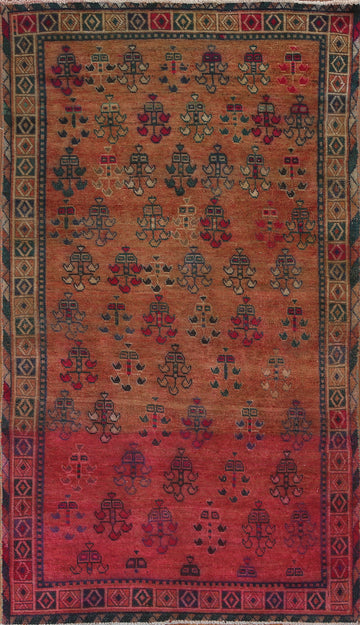 Distressed Over-Dyed Shiraz Persian Area Rug 5x9