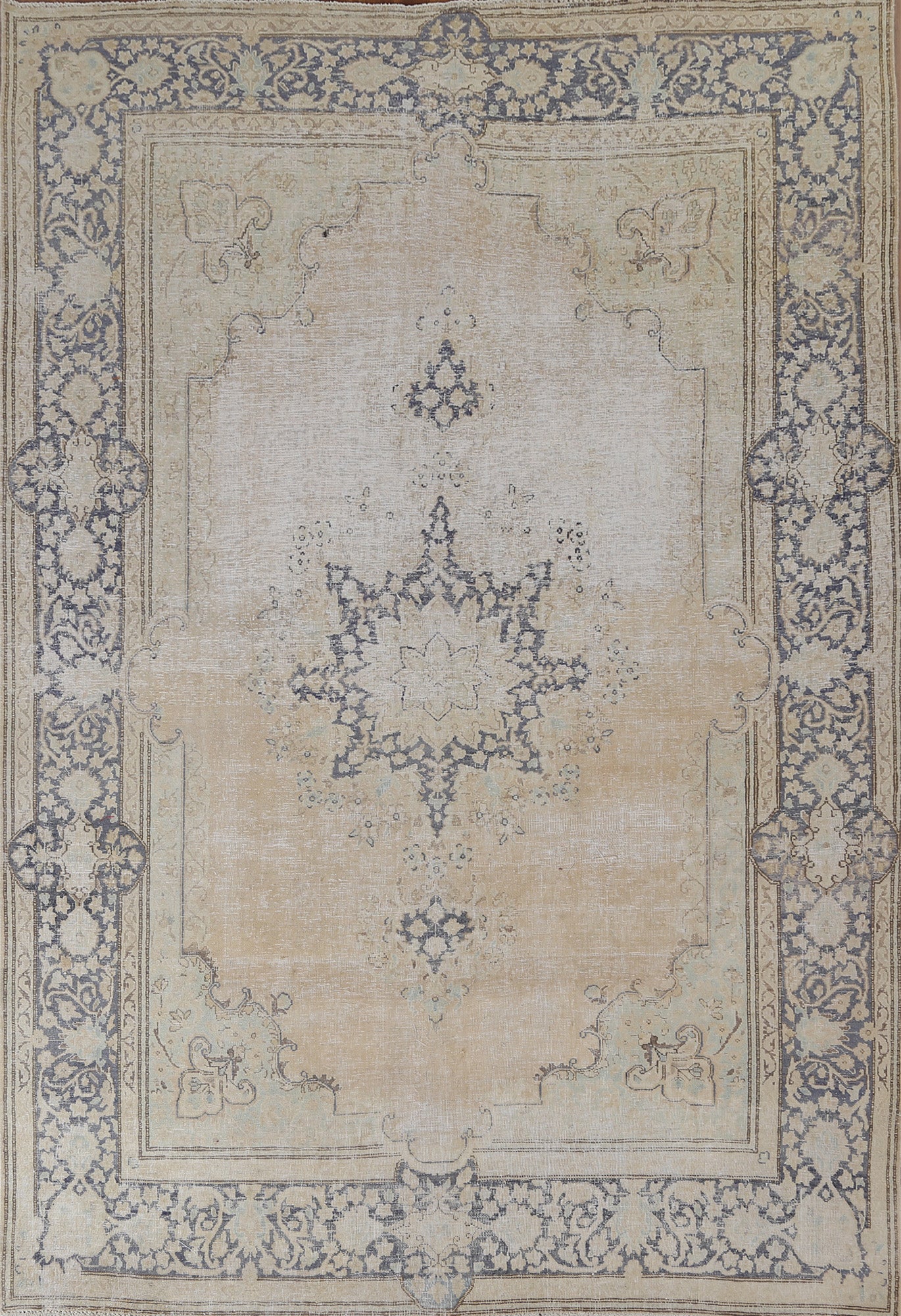 Distressed Wool Kerman Persian Area Rug 7x9