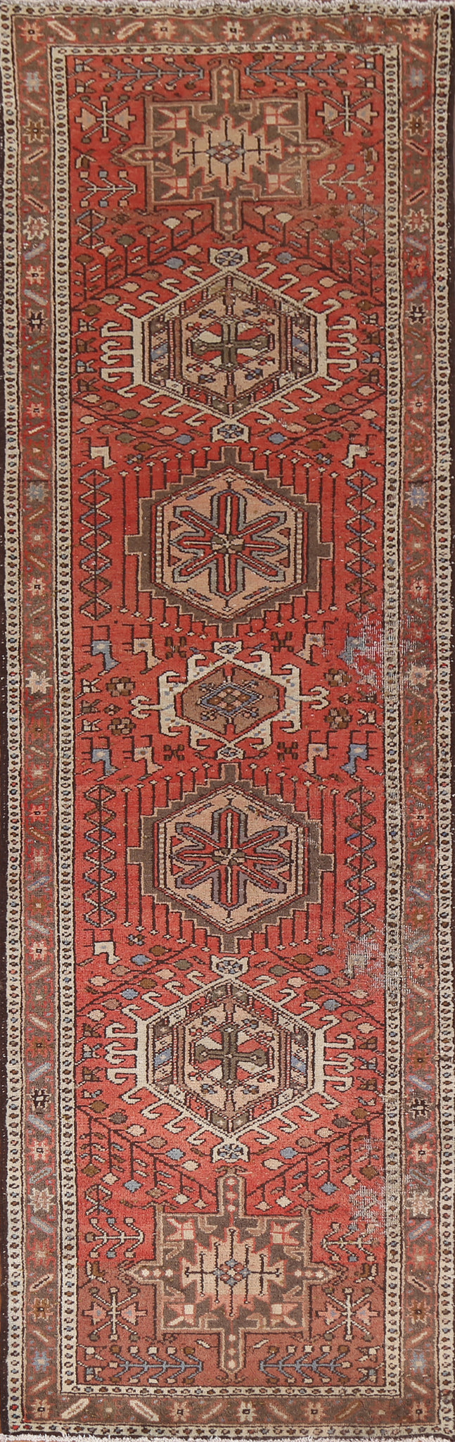 Vintage Wool Gharajeh Persian Runner Rug 3x11