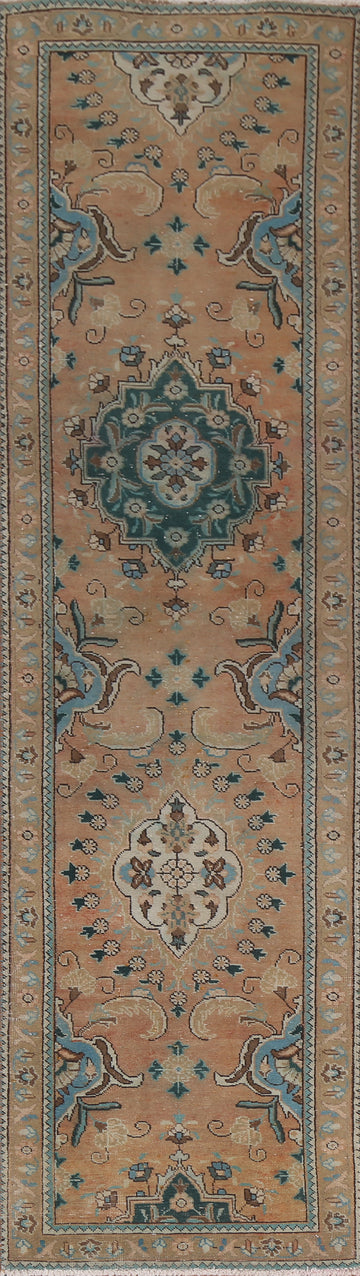 Vegetable Dye Wool Tabriz Persian Runner Rug 2x10