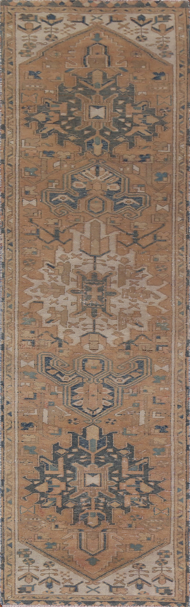 Geometric Heriz Persian Runner Rug 2x10