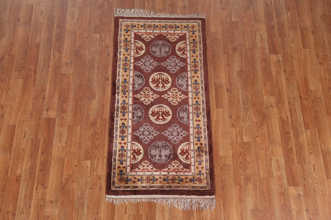 Geometric Art Deco Oriental Silk Rug 2x5