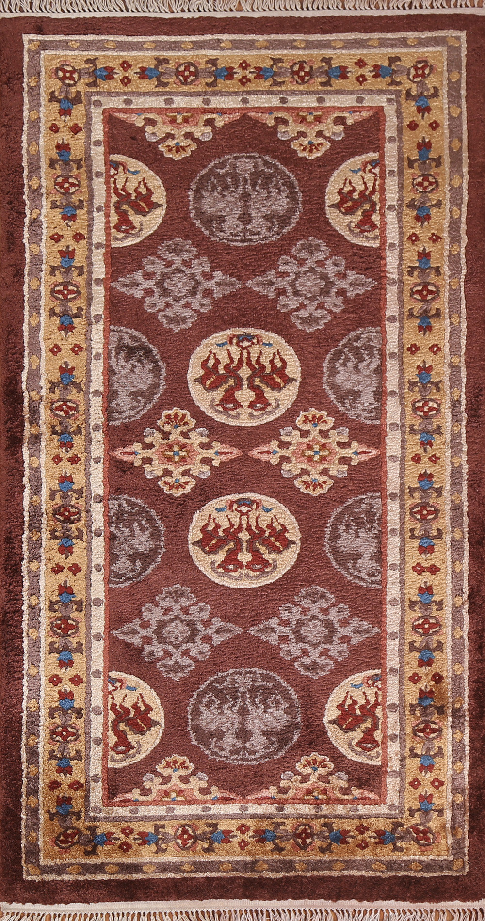 Geometric Art Deco Oriental Silk Rug 2x5