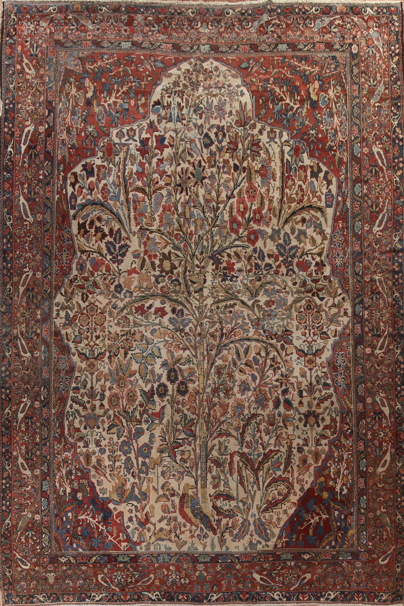 Pre-1900 Antique Vegetable Dye Bakhtiari Large Persian Rug 14x19