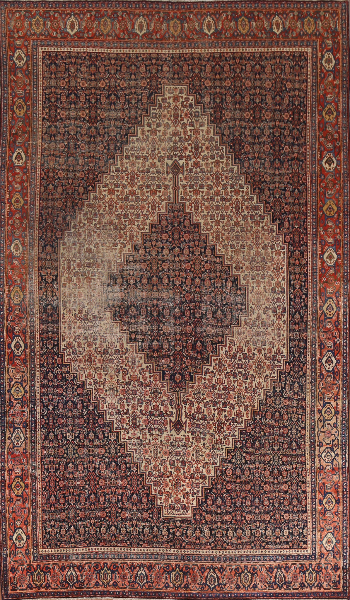 Pre-1900 Antique Vegetable Dye Senneh Persian Area Rug 7x12