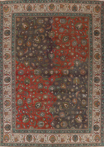 Distressed Wool Tabriz Persian Area Rug 10x13