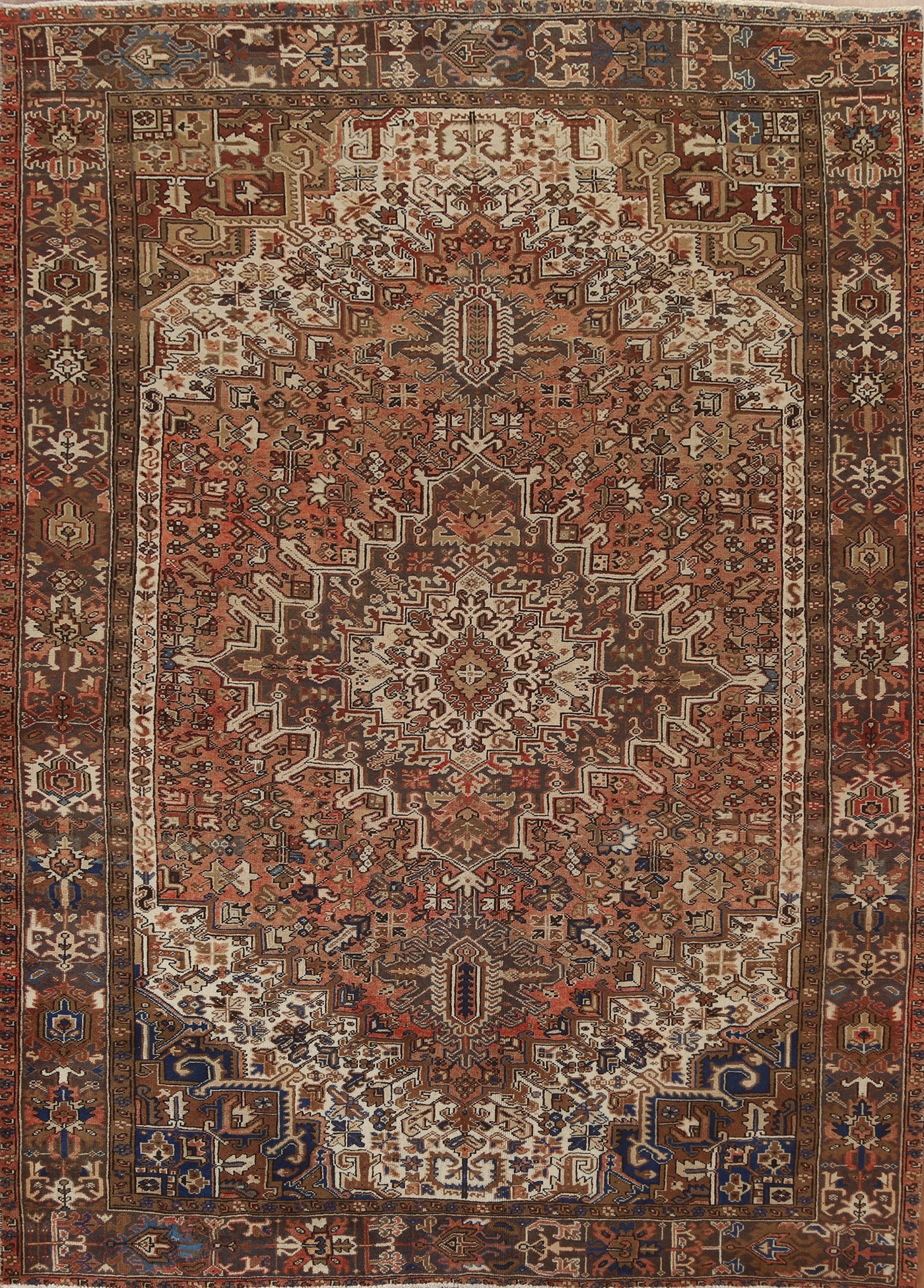 Vintage Geometric Heriz Persian Area Rug 8x11