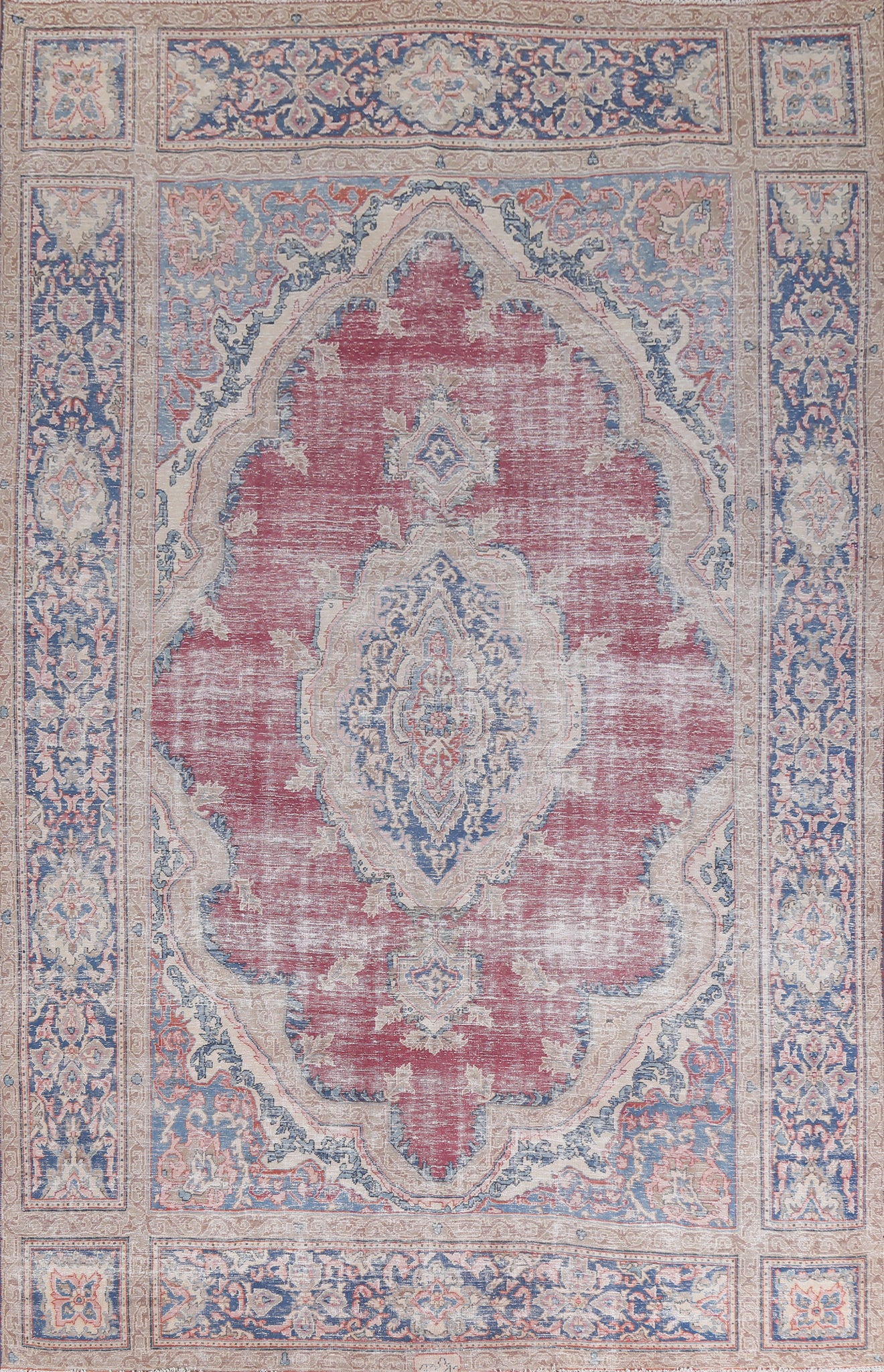 Distressed Wool Kerman Persian Area Rug 8x11