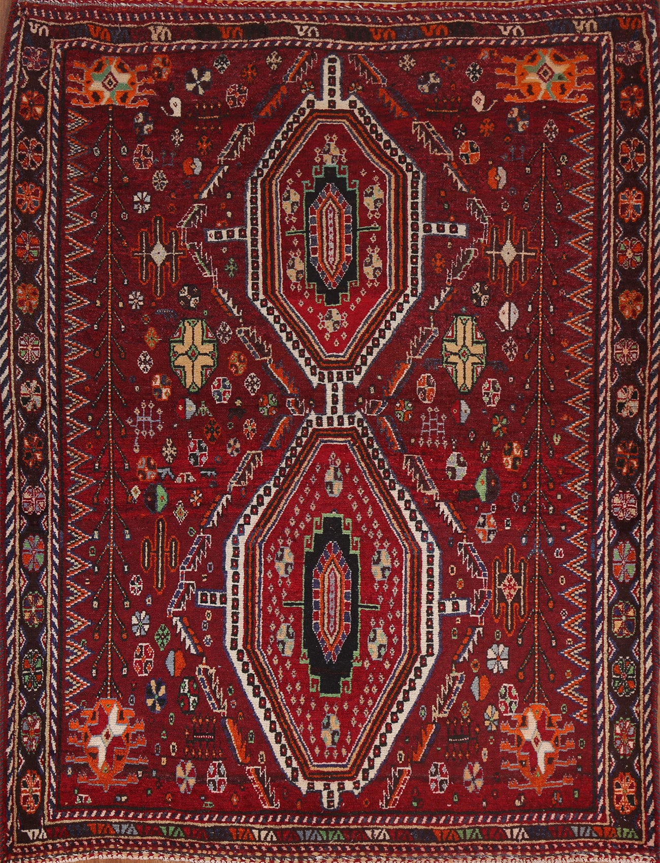 Geometric Shiraz Kashkoli Persian Area Rug 4x5