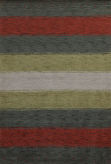 All-Over Striped Gabbeh Modern Area Rug 7x10