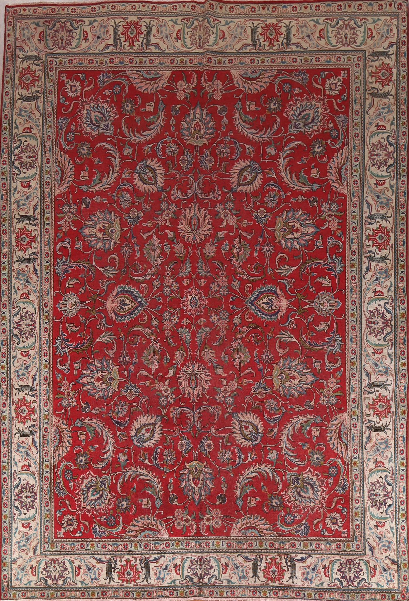 All-Over Red Floral Tabriz Persian Area Rug 10x13