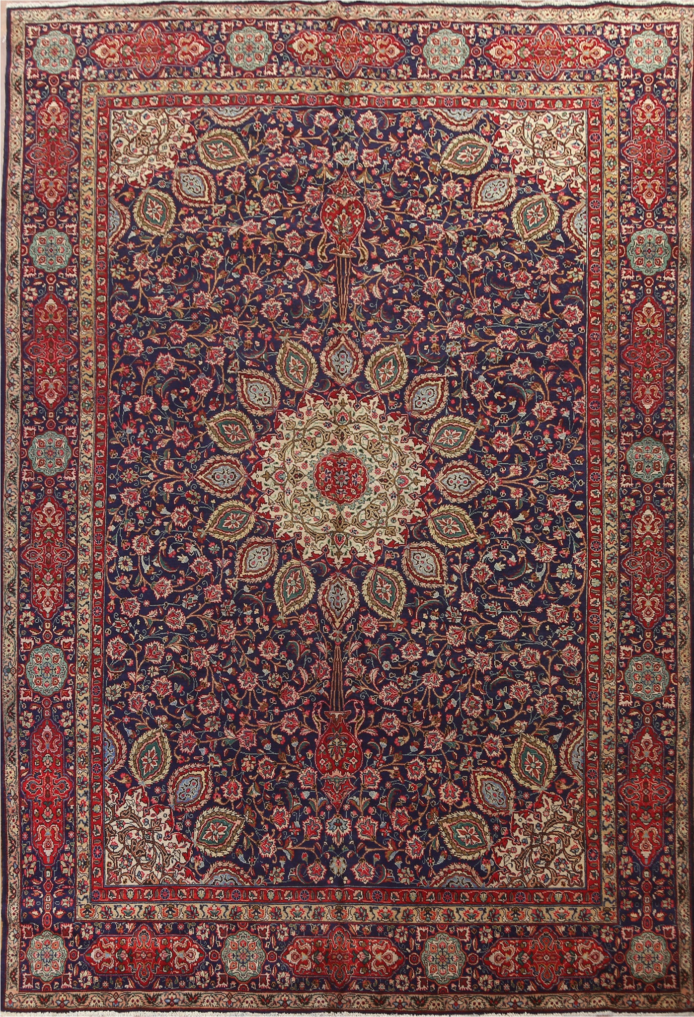 Handmade Blue Tabriz Large Persian Rug 11x16