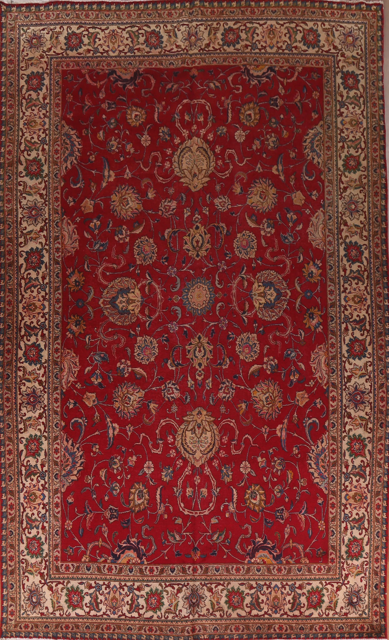 Large Red Wool Tabriz Persian Rug 10x16
