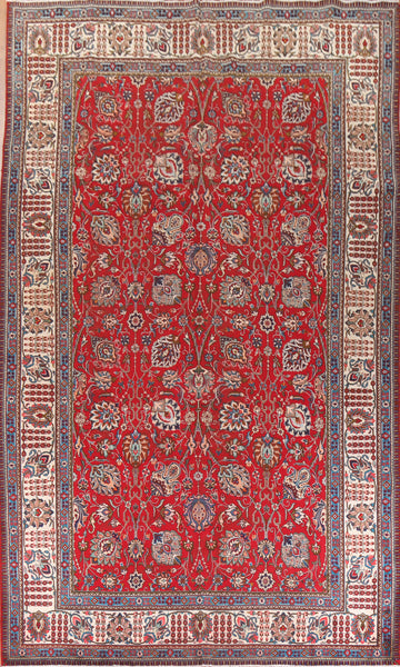 Large Wool Floral Tabriz Persian Rug 10x16