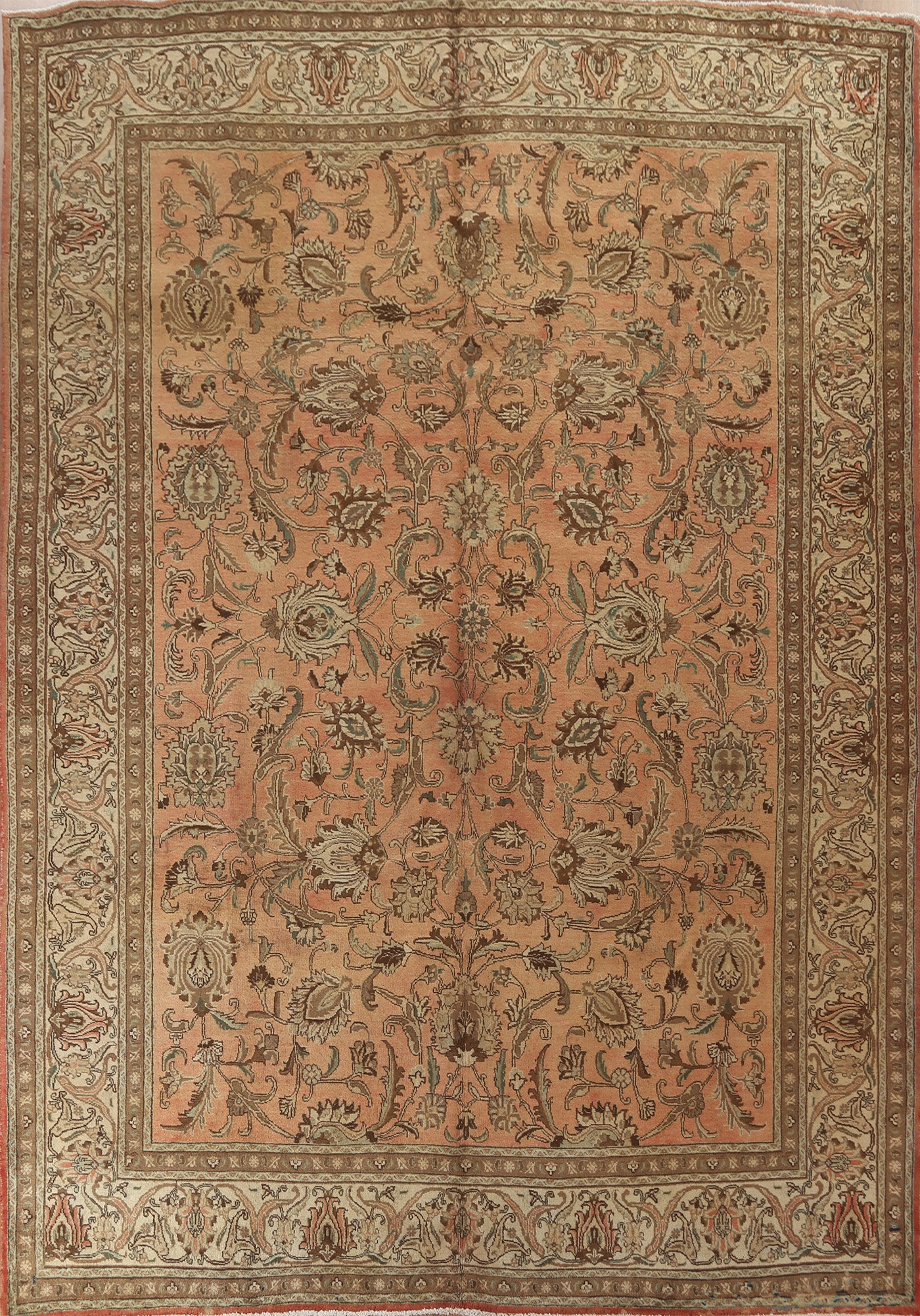 Vintage Floral Wool Tabriz Persian Area Rug 10x13