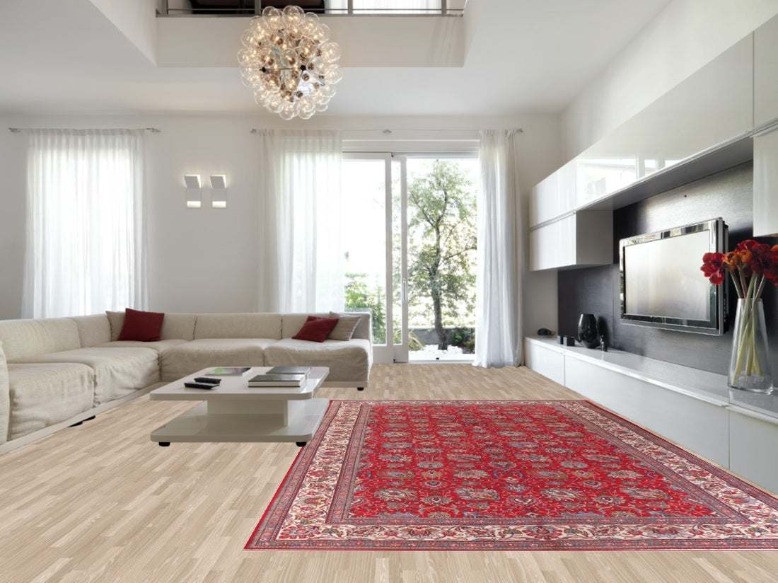 Large Red Floral Tabriz Persian Rug 10x16