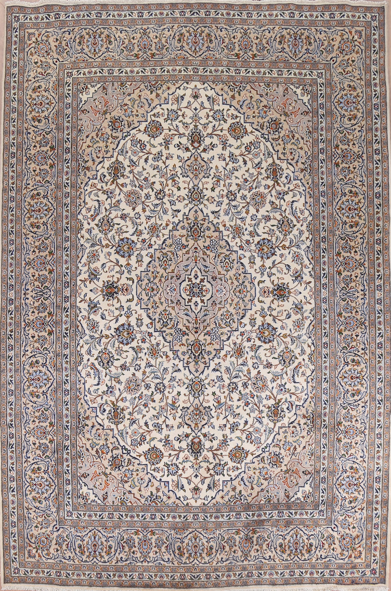 Vintage Wool Kashan Persian Area Rug 8x11