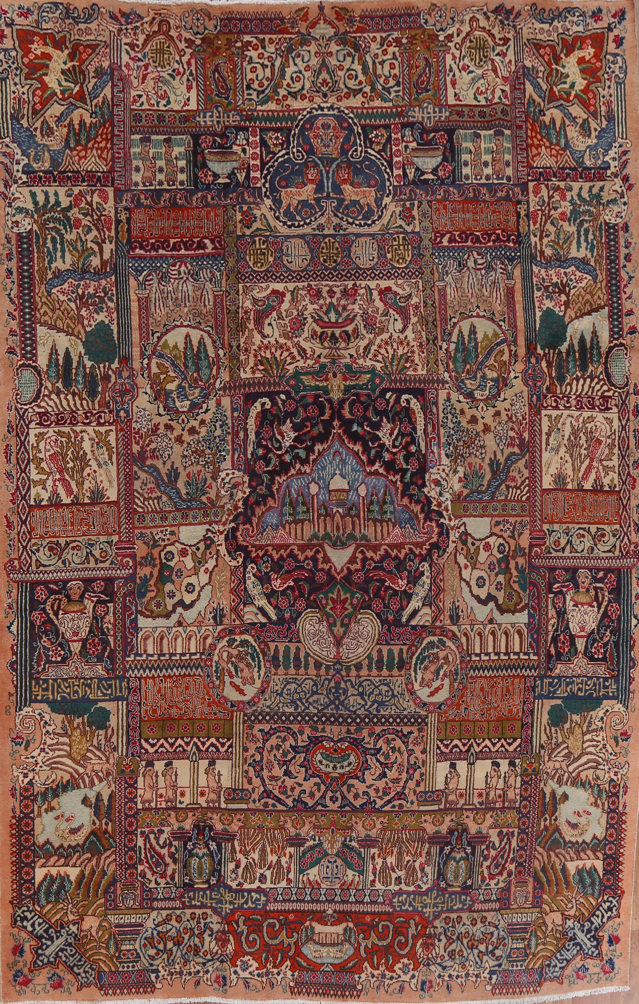 Animal Pictorial Kashmar Persian Area Rug 8x11