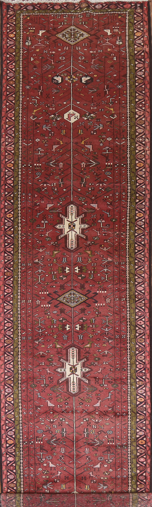 Tribal Geometric Gharajeh Persian Runner Rug 3x15