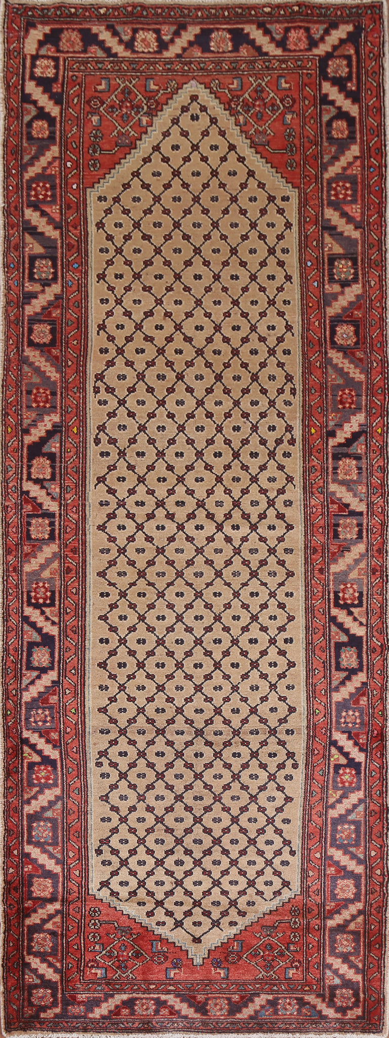 Geometric Hamedan Persian Runner Rug 4x10