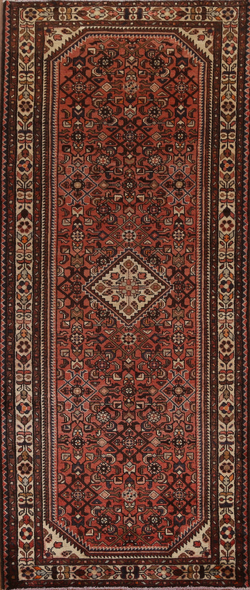 Vintage Wool Hamedan Persian Runner Rug 3x9