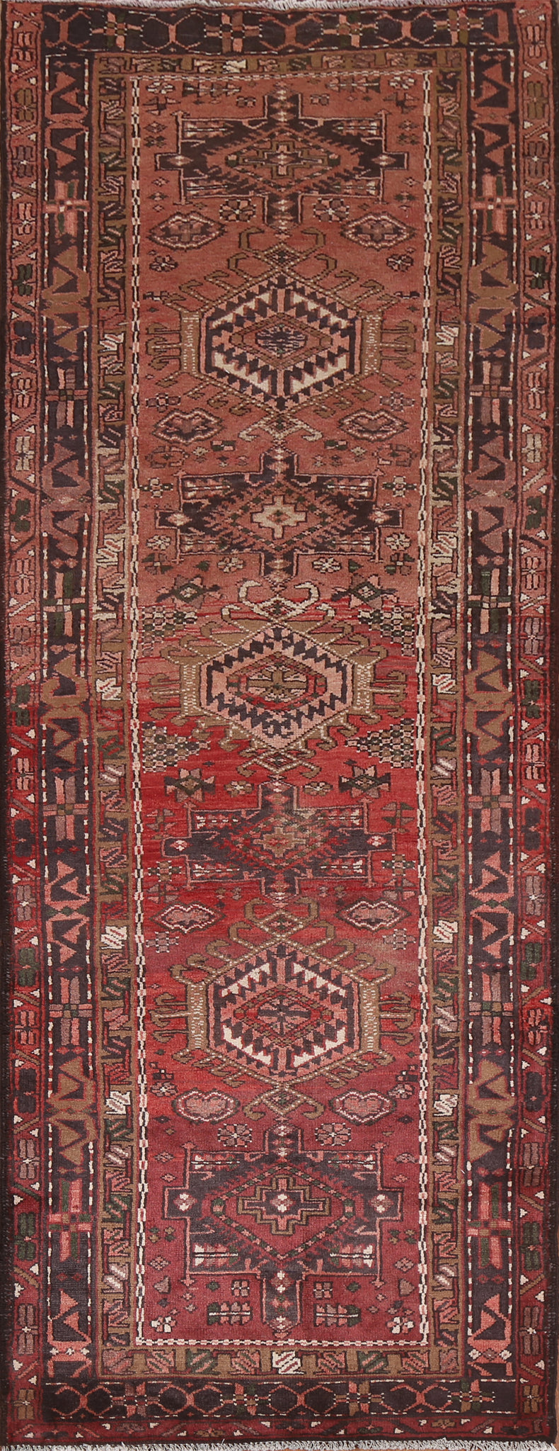 Geometric Gharajeh Persian Runner Rug 3x9