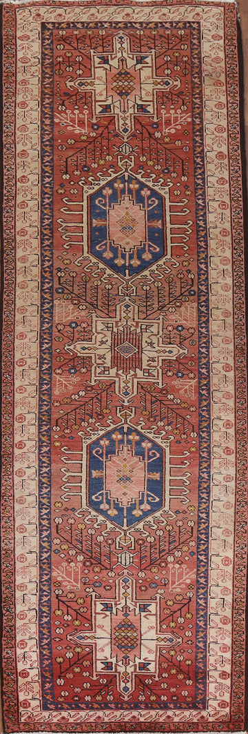 Geometric Heriz Persian Runner Rug 3x11