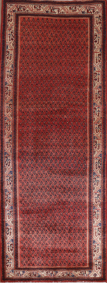 Geometric Red Botemir Persian Runner Rug 3x10