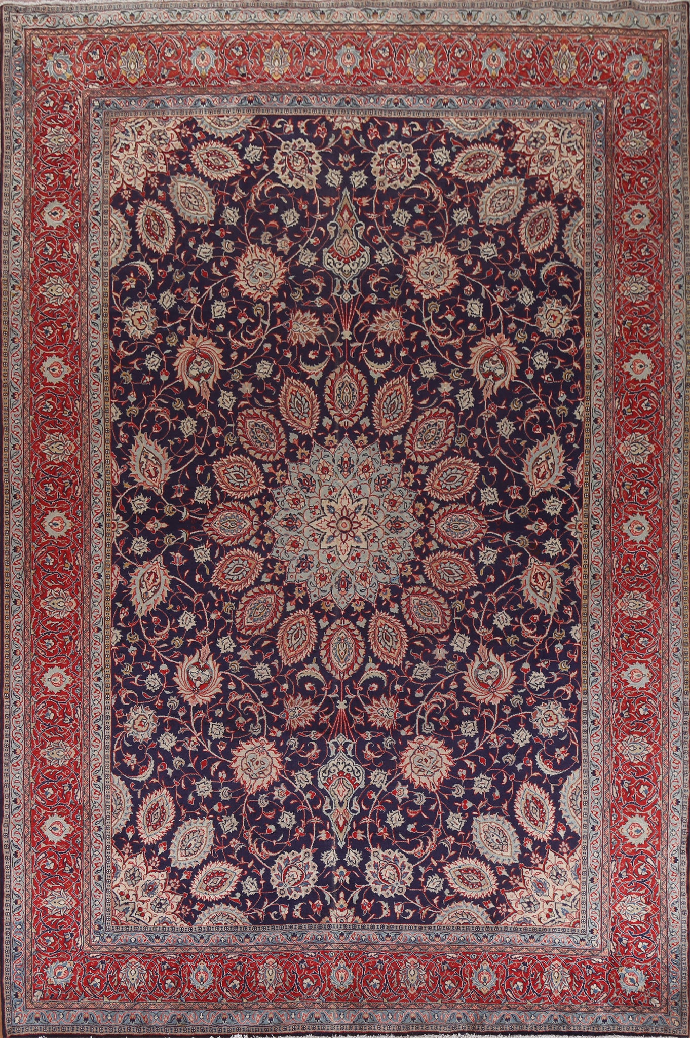 Floral Wool Sarouk Persian Area Rug 9x13
