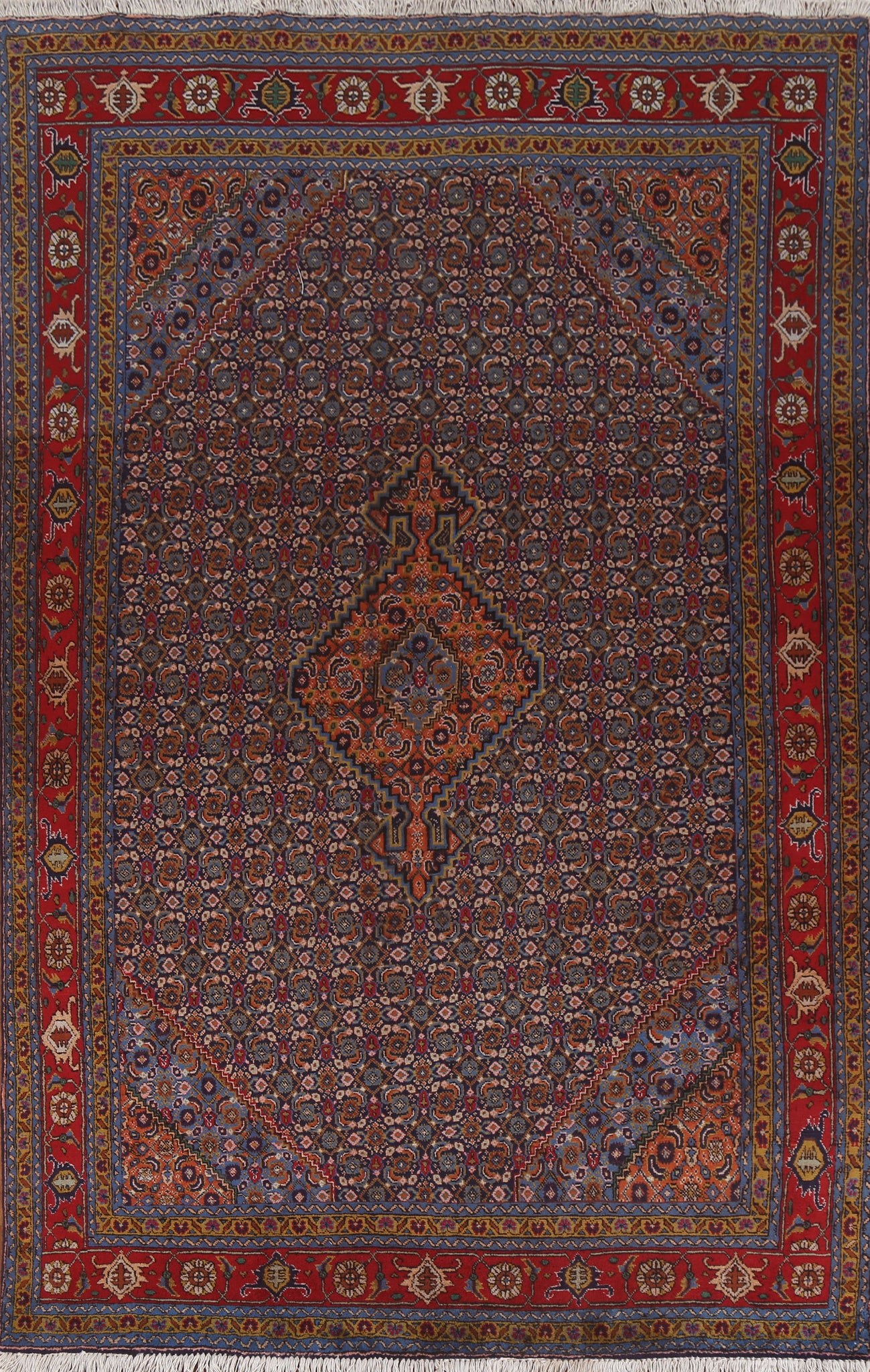 Vintage Geometric Ardebil Persian Area Rug 6x10