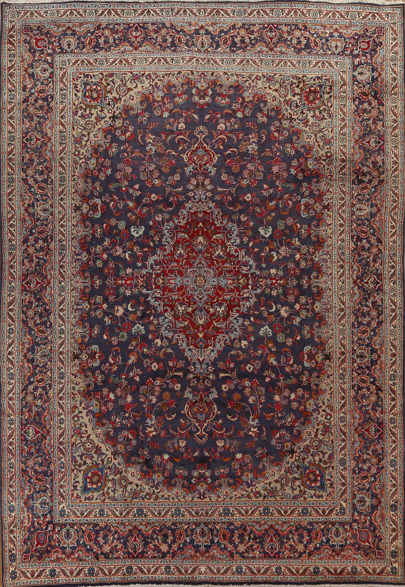 Vintage Floral Mashad Persian Area Rug 10x13