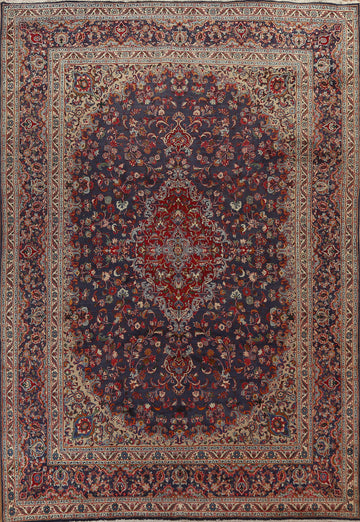 Vintage Floral Mashad Persian Area Rug 10x13