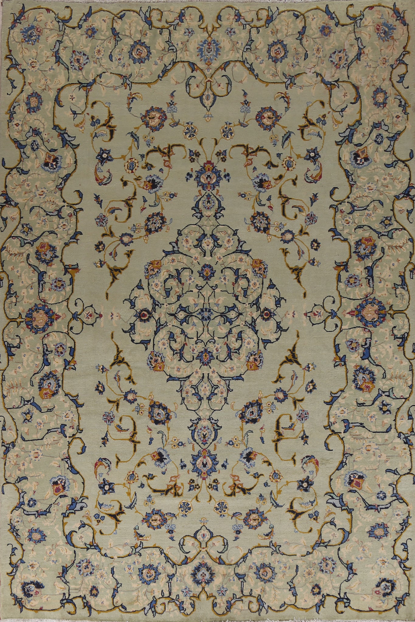 Floral Green Kashan Persian Area Rug 8x11