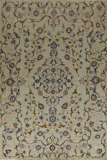 Floral Green Kashan Persian Area Rug 8x11