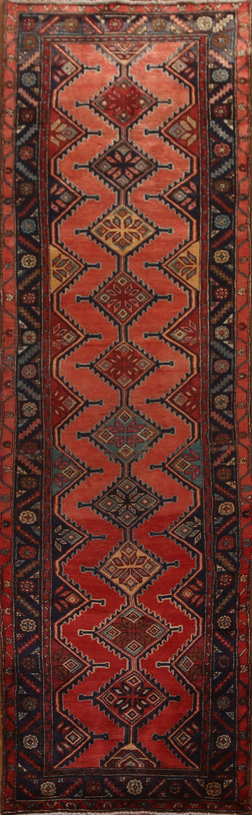 Geometric Hamedan Persian Runner Rug 4x12