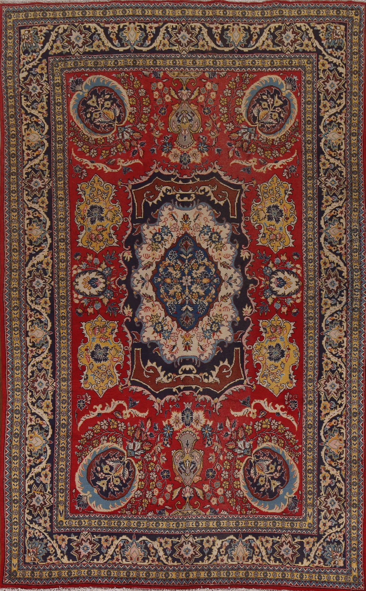 Vegetable Dye Shahreza Persian Area Rug 6x10