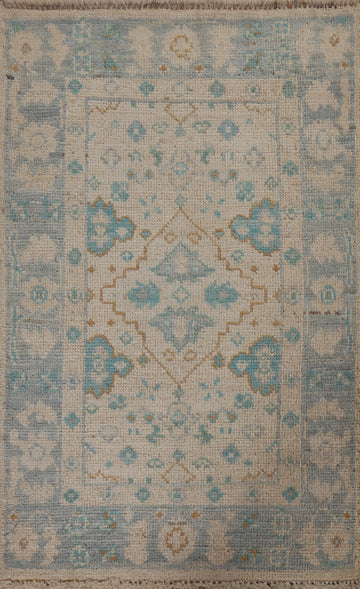 Geometric Oushak Turkish Wool Rug 2x3