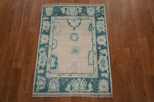 Hand-Knotted Oushak Turkish Wool Rug 2x3