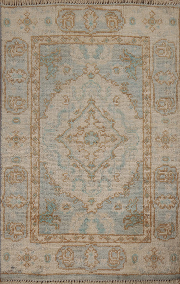 Muted Geometric Oushak Oriental Rug 2x3