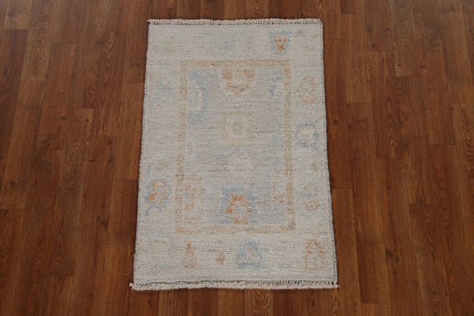 Muted Geometric Oushak Turkish Rug 2x3